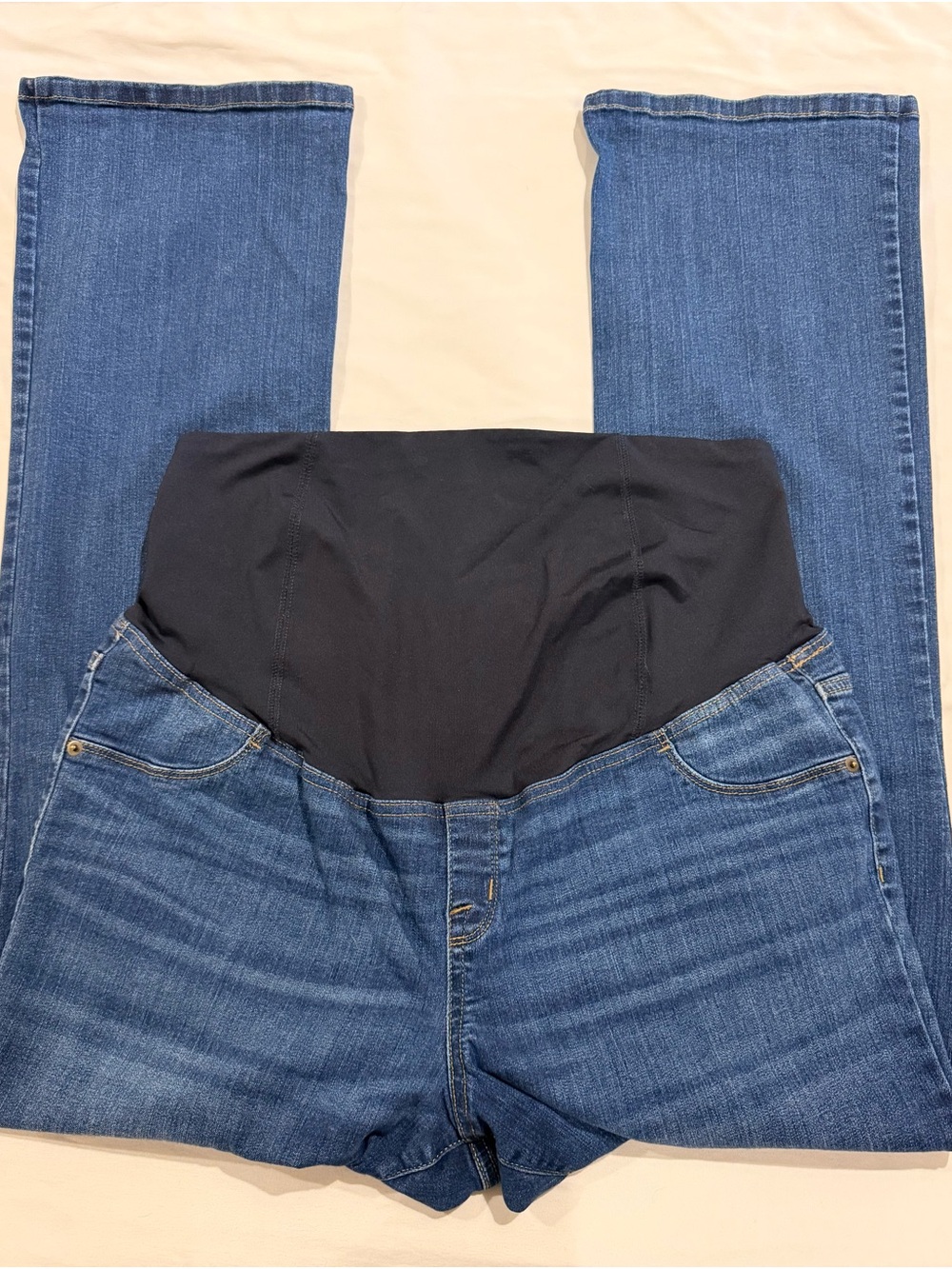 Isabel Maternity by Ingrid & Isabel Blue Denim Skinny Jeans with Black Overband